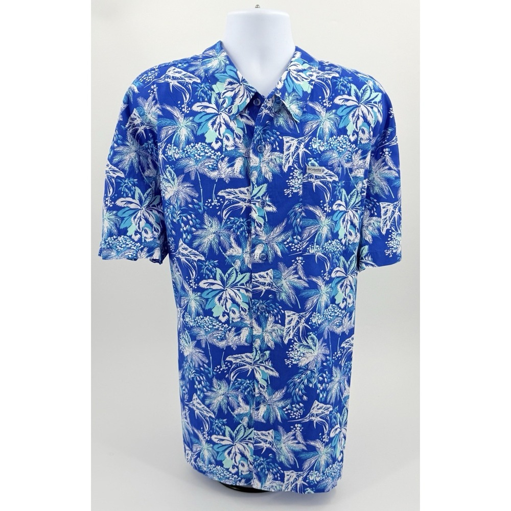 Columbia "Trollers Best" SS Shirt Marlin White Blue FM7011 PFG Mens XXL NWOT